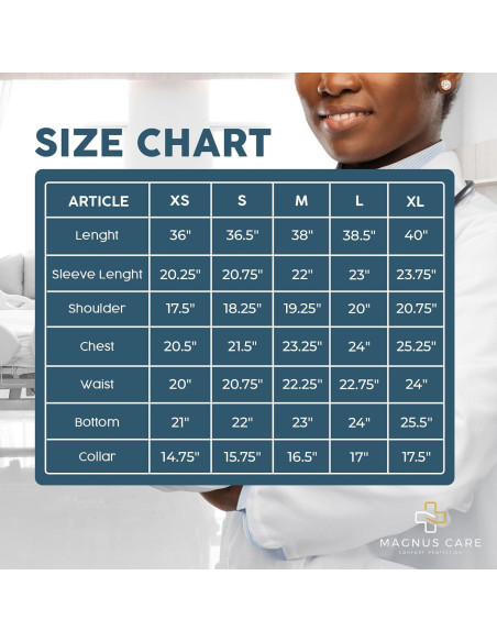 Bata de Laboratorio Unisex Magnus Care Blanca 104 cm