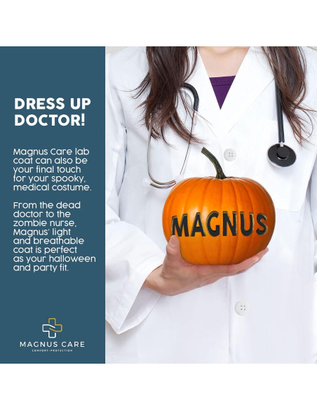 Bata de Laboratorio Unisex Magnus Care Blanca 104 cm