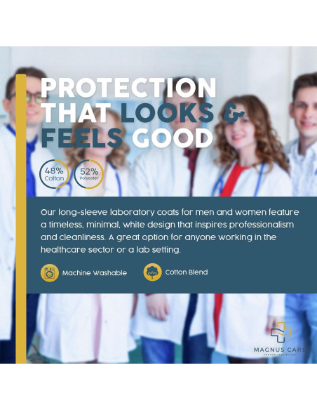 Bata de Laboratorio Unisex Magnus Care Blanca 104 cm
