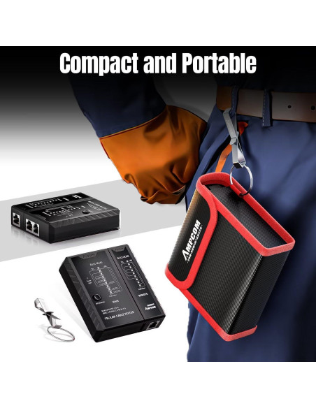 Probador de Cable de Red AMPCOM RJ45 RJ11 RJ12 CAT5E CAT6 CAT7