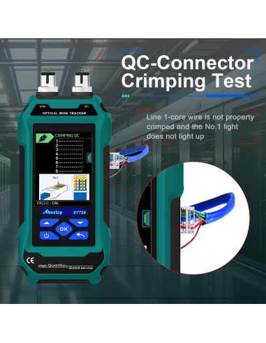 Probador de Cable de Red Abestop ET728 con Funciones Múltiples
