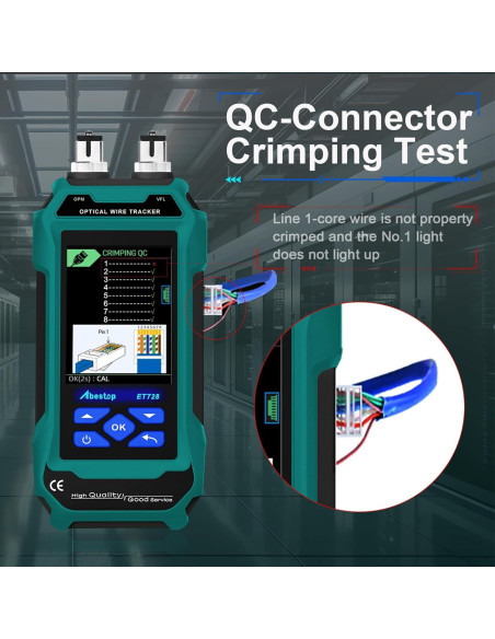 Probador de Cable de Red Abestop ET728 con Funciones Múltiples