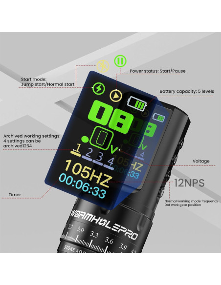 Máquina de Tatuaje AQUILA Inalámbrica 1,800mAh Motor Sin Escobillas