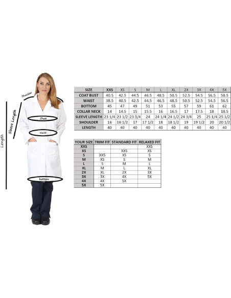 Bata de Laboratorio Natural Uniforms Unisex 101,6 cm 3X