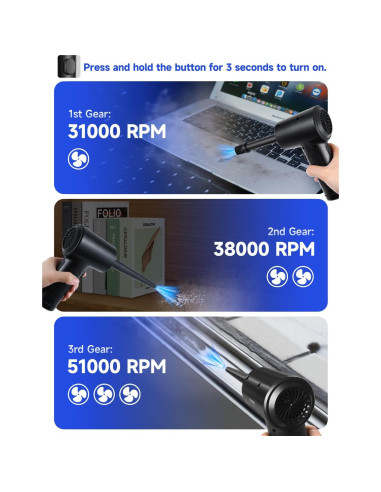 Soplador de Aire Comprimido Fulljion 3 Velocidades 51000RPM