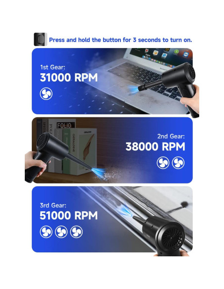 Soplador de Aire Comprimido Fulljion 3 Velocidades 51000RPM