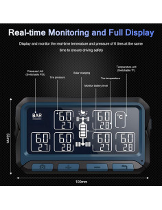 Sistema Monitoreo Neumáticos B-Qtech D550 6 Sensores Solar 2