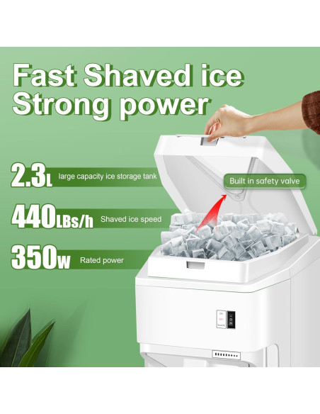 Trituradora de Hielo Vtsmax 350W Ajustable 440kg/h para Fiestas