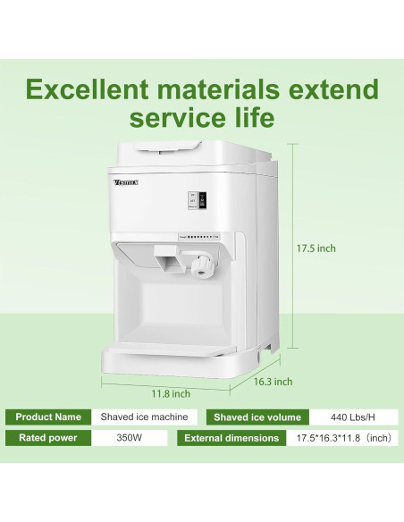 Trituradora de Hielo Vtsmax 350W Ajustable 440kg/h para Fiestas