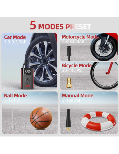 Compresor de Aire BDO 2191 - Inflador Portátil 150 PSI