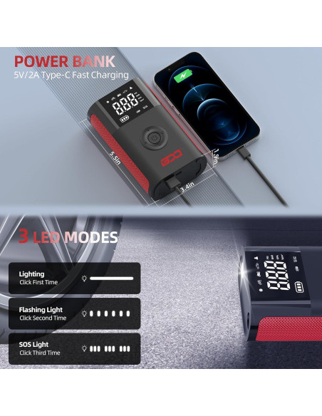 Compresor de Aire BDO 2191 - Inflador Portátil 150 PSI