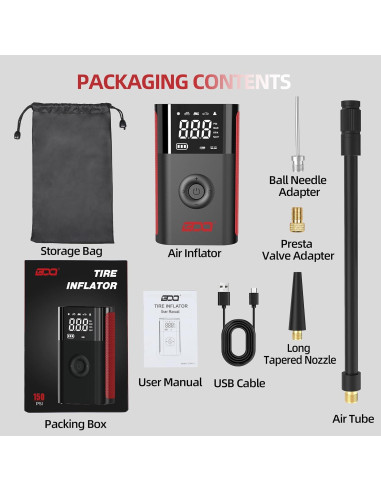 Compresor de Aire BDO 2191 - Inflador Portátil 150 PSI