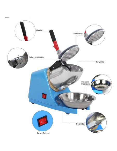 Trituradora de Hielo Eléctrica 300W Acero Inoxidable 100kg/h