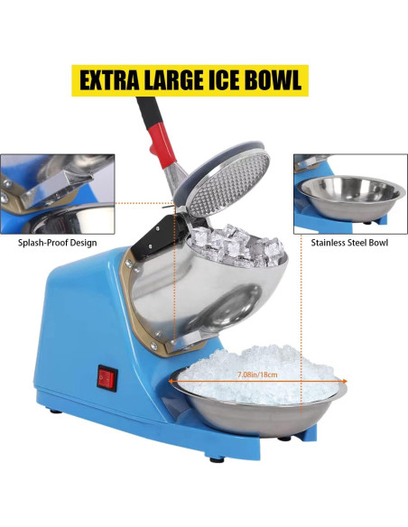 Trituradora de Hielo Eléctrica 300W Acero Inoxidable 100kg/h