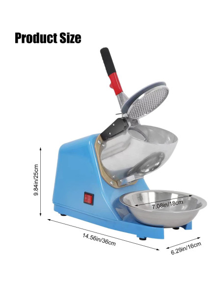 Trituradora de Hielo Eléctrica 300W Acero Inoxidable 100kg/h