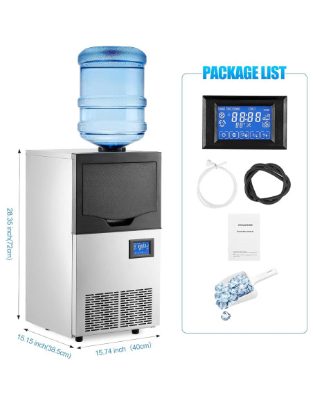 Máquina de Hielo Comercial PioneerWorks 63.5kg/día 22kg Capacidad