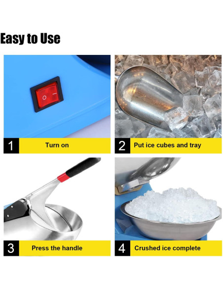 Trituradora de Hielo Eléctrica 300W Acero Inoxidable 100kg/h