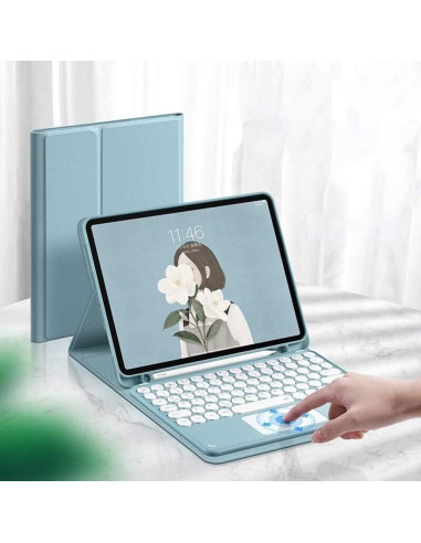 Funda Teclado Bluetooth YAOHAOXIN para Fire HD 10 Azul