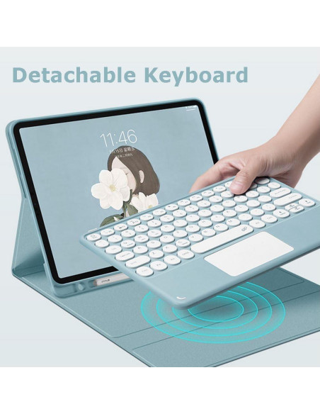 Funda Teclado Bluetooth YAOHAOXIN para Fire HD 10 Azul