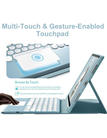 Funda Teclado Bluetooth YAOHAOXIN para Fire HD 10 Azul