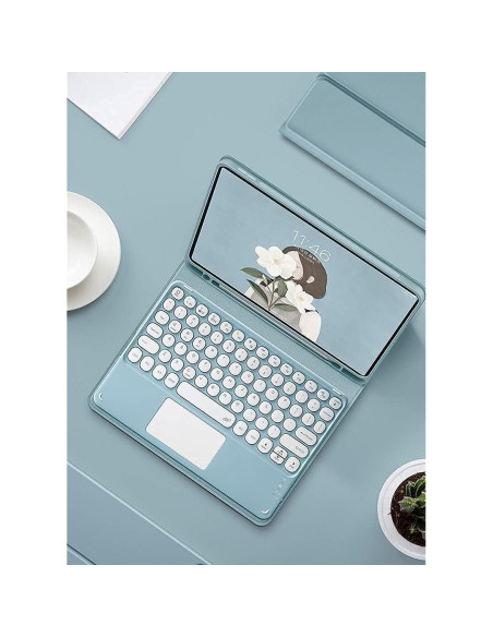 Funda Teclado Bluetooth YAOHAOXIN para Fire HD 10 Azul