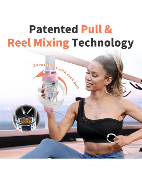 Botella Mezcladora WONDER CORE 650 ml Rosa a Prueba de Fugas