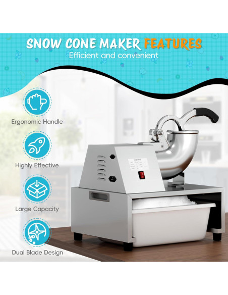 Máquina de Conos de Nieve VALONDINO 300W 500kg/h para Fiestas