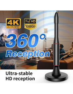 Antena de TV Digital Oaitree 650+ Millas 4K HD Negra 2
