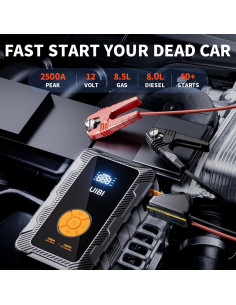 Arrancador de Salto UIBI X6 con Compresor 2500A 20000mAh 2