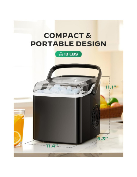 Máquina de Hielo Silonn SLIM25B - 9 Cubos en 6 Minutos