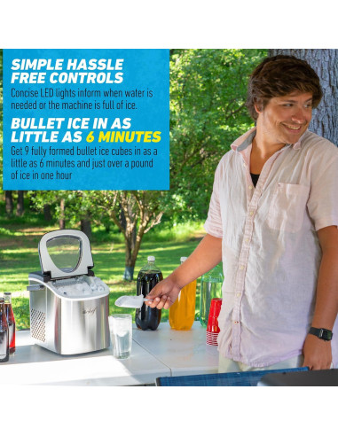 Fabricador de Hielo Deco Gear Compacto 26 kg 9 Cubos en 6 Min