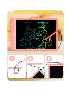 Bravokids Tableta de Escritura LCD 25,4 cm Rosa para Niños 2