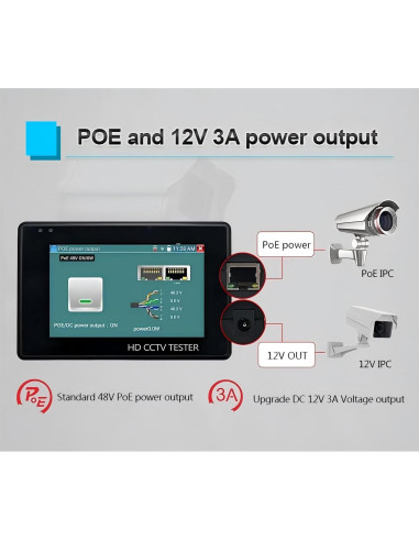 Probador CCTV 5 en 1 EVERSECU 4" Pantalla Táctil 4K