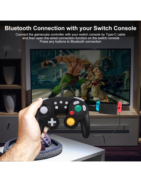 Controlador Inalámbrico Gamecube ADHJIE para Switch - Negro