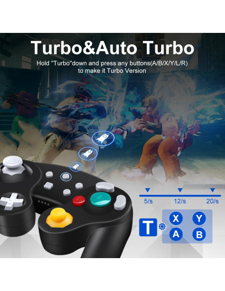 Controlador Inalámbrico Gamecube ADHJIE para Switch - Negro