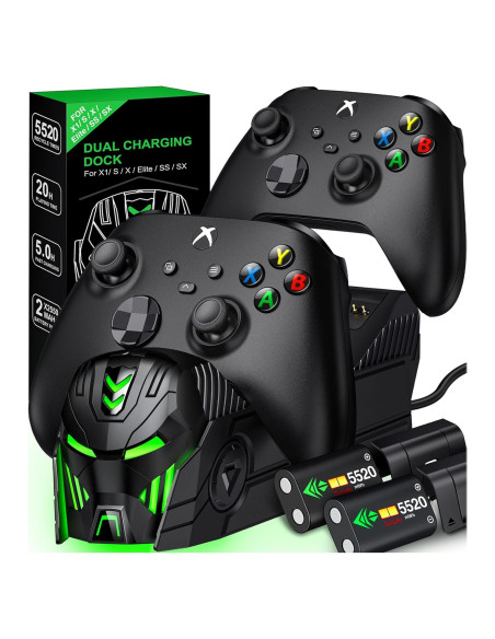 Estación de Carga para Controlador Xbox One Svetaecho 2 Baterías 5520mWh