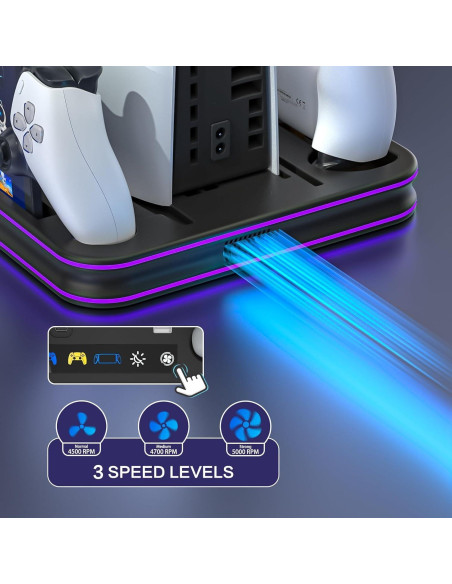 Soporte y enfriamiento PS5 Slim HEATFUN con carga RGB