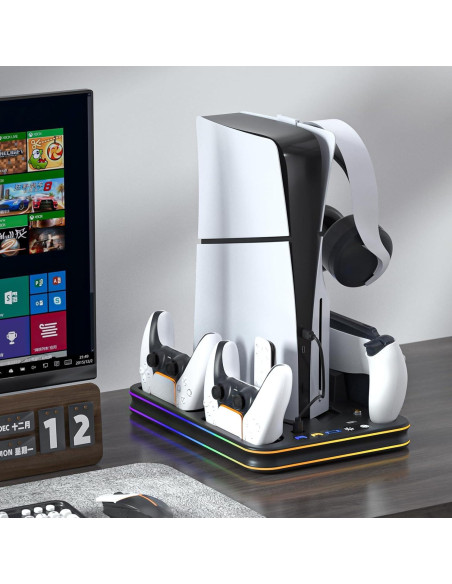 Soporte y enfriamiento PS5 Slim HEATFUN con carga RGB
