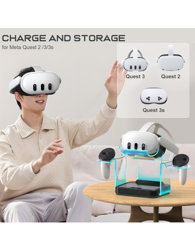 Base de Carga para Oculus Meta Quest 3/2 - 4 Baterías Recargables