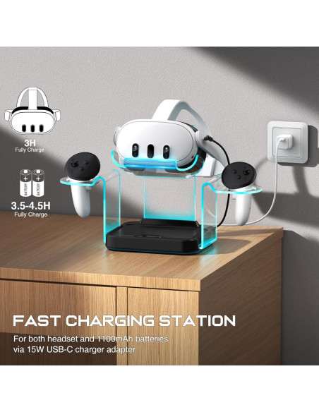 Base de Carga para Oculus Meta Quest 3/2 - 4 Baterías Recargables