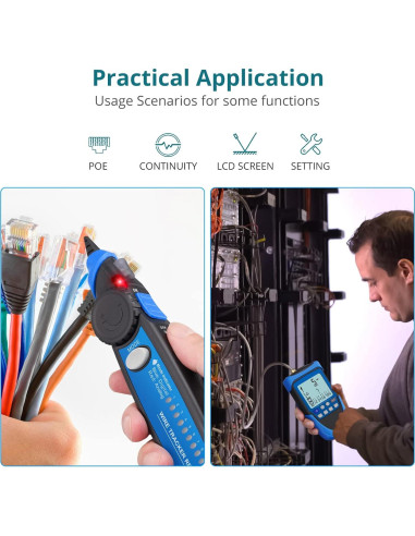 Probador de Cable de Red YGiTK WT329 PoE RJ45 Multifuncional