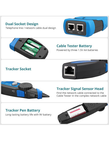 Probador de Cable de Red YGiTK WT329 PoE RJ45 Multifuncional