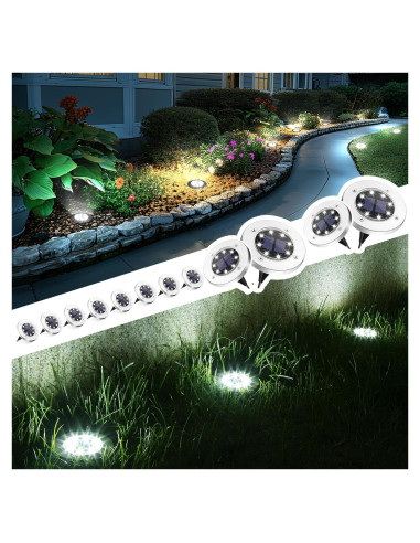 Luces Solares de Suelo PATIOWIN 12 LEDs Impermeables