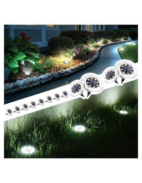 Luces Solares de Suelo PATIOWIN 12 LEDs Impermeables
