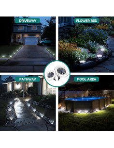 Luces Solares de Suelo PATIOWIN 12 LEDs Impermeables 2