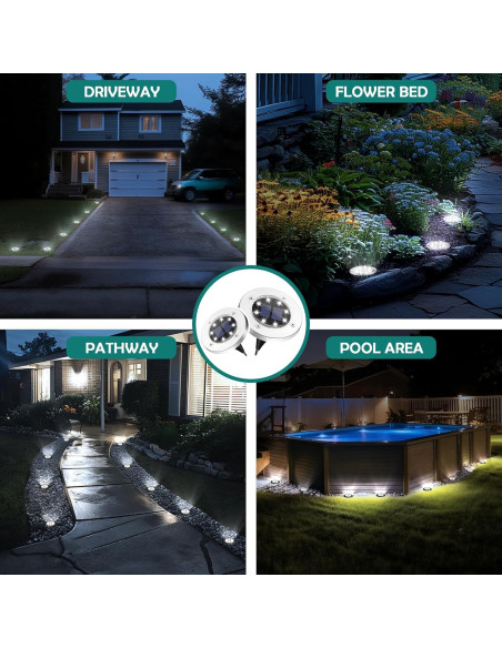 Luces Solares de Suelo PATIOWIN 12 LEDs Impermeables
