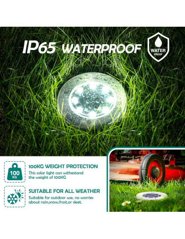 Luces Solares de Suelo PATIOWIN 12 LEDs Impermeables