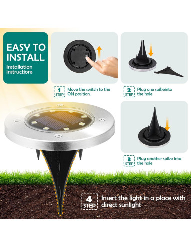 Luces Solares de Suelo PATIOWIN 12 LEDs Impermeables