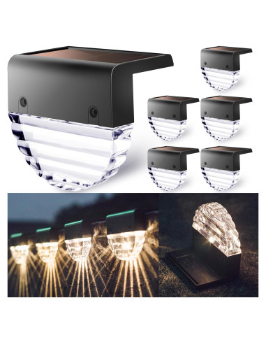 Luces de Deck Solar TIJNN 6 Paquete IP65 Blanco Cálido