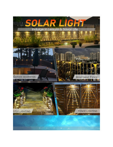 Luces de Deck Solar TIJNN 6 Paquete IP65 Blanco Cálido